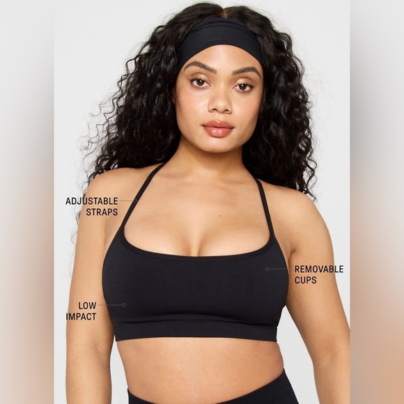 NWT, Fabletics Sleek Seamless Low Impact Bra, Black - Picture 3 of 4